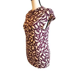 Ann Taylor Leaf Patterned Burgundy Top, Sz. S